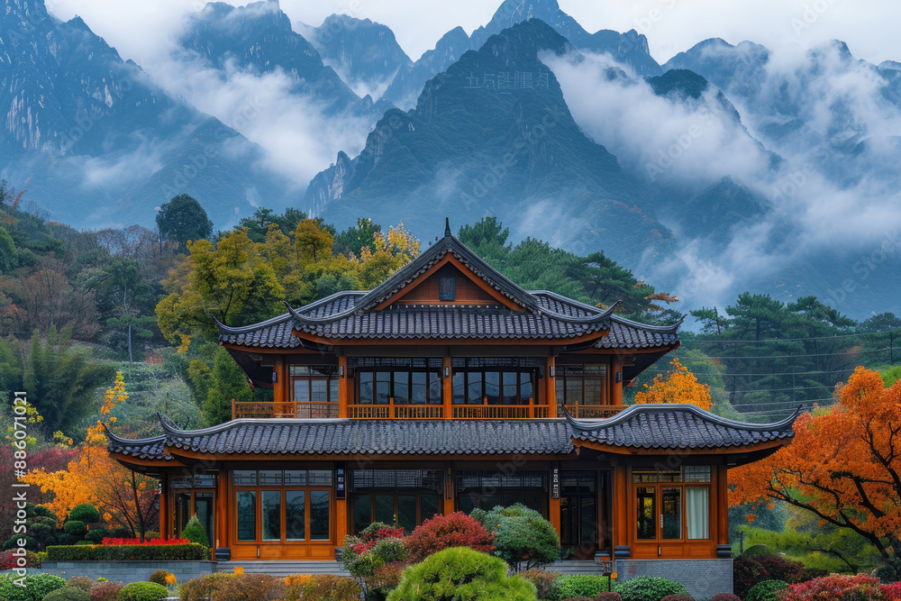 The palace in the mountainous area The palace in the mountainous area