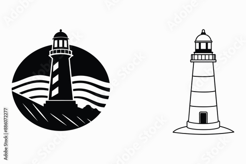 Lighthouse silhouette vector illustration