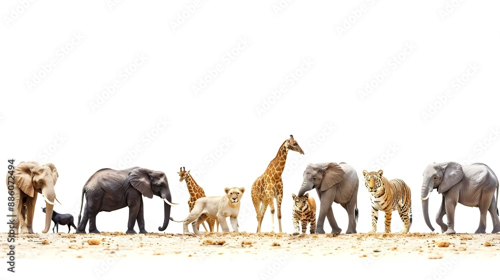 Fototapeta premium Large group of African safari wildlife animals