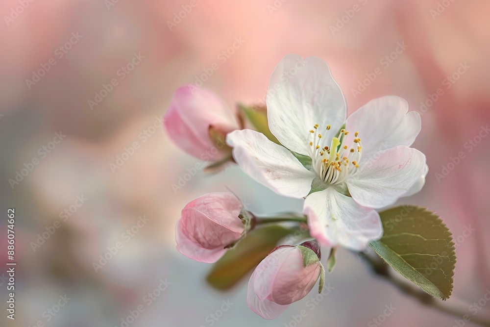 Beautiful pink and white apple blossom is opening on a sunny spring day Beautiful pink and white apple blossom is opening on a sunny spring day