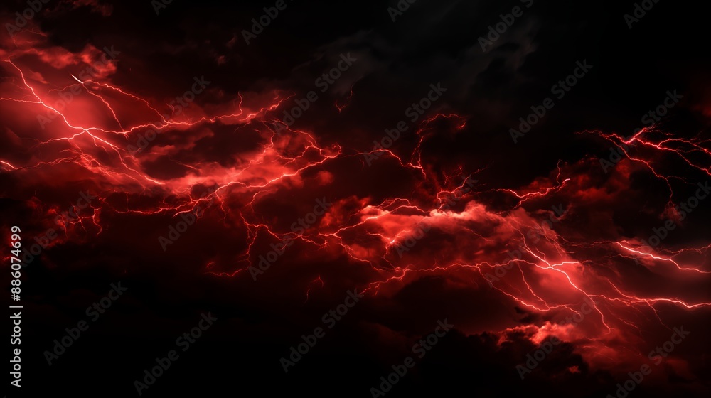 dramatic red sky with dark clouds and lightning bolts dramatic red sky with dark clouds and lightning bolts