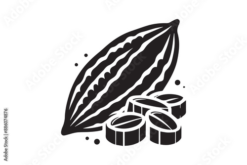 cocoa logo, cocoa bean, cocoa tree, cocoa branches and leaves. Simple illustration of cocoa branch vector icon