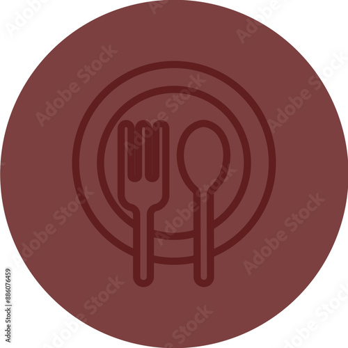 Disposable tableware Vector Line Maroon Circle Maroon
