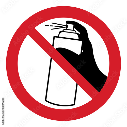 ISO prohibition safety signs_do not spray symbol and pictogram only size 1 x 1 round shape	
