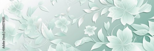 White floral pattern with a green background