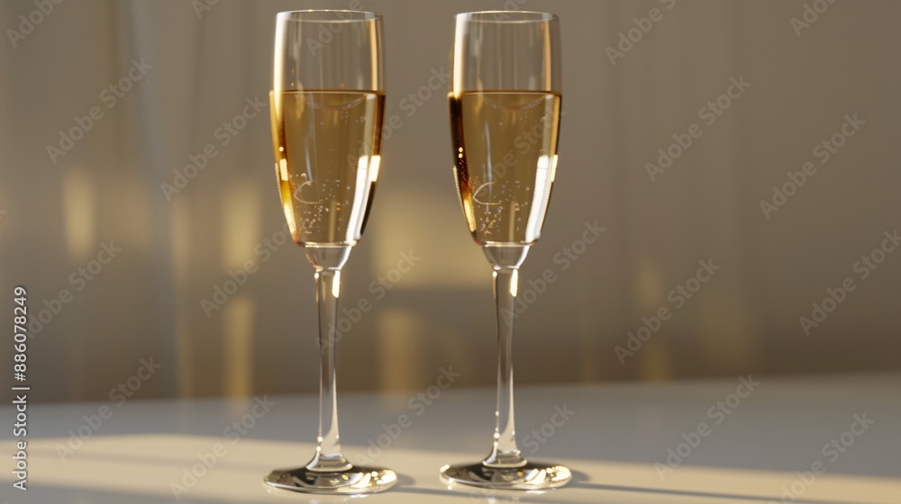 two glasses of champagne on a table two glasses of champagne on a table