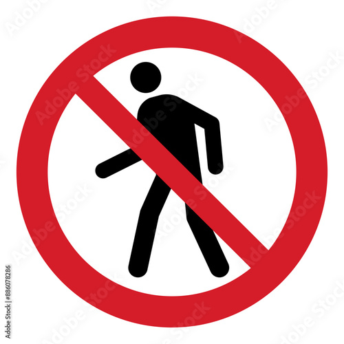 ISO prohibition safety signs_no pedestrians symbol and pictogram only size 1 x 1 round shape	
