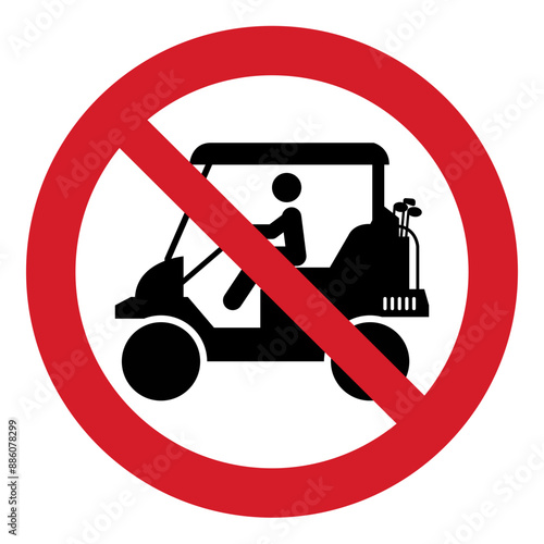 ISO prohibition safety signs_no golf cart symbol and pictogram only size 1 x 1 round shape	
