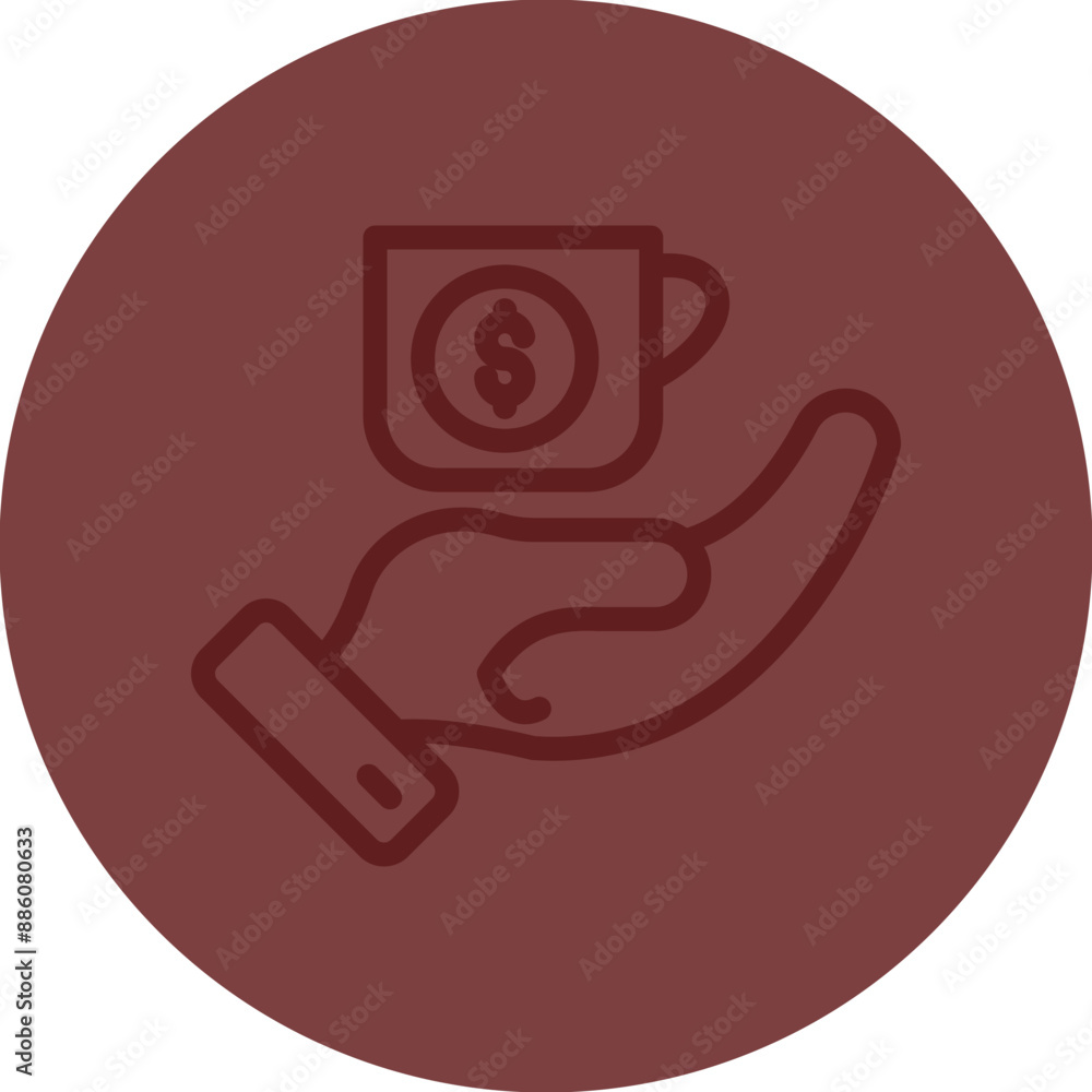 Donation Cup Vector Line Maroon Circle Maroon Donation Cup Vector Line Maroon Circle Maroon