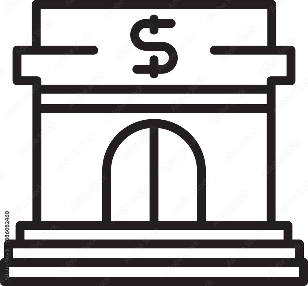 Bank Building Line Icon Bank Building Line Icon