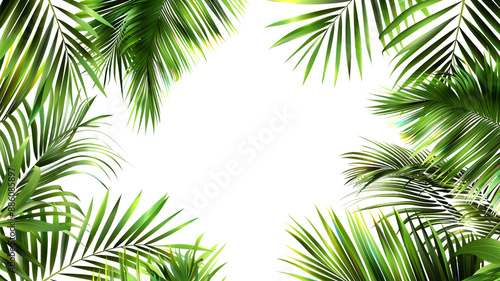 Tropical frame with green palm leaves clip art