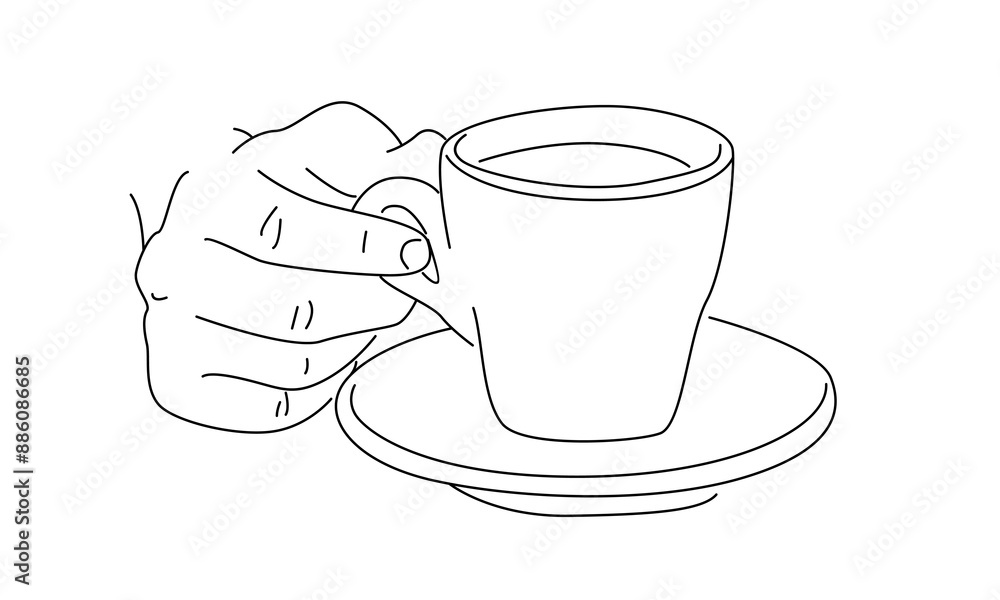 line art of hands holding a coffee cup line art of hands holding a coffee cup