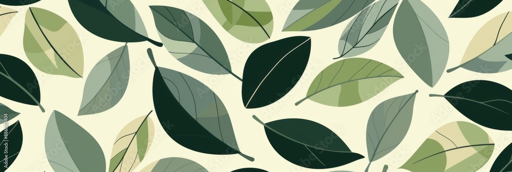 A pattern of stylized green leaves on a cream background A pattern of stylized green leaves on a cream background