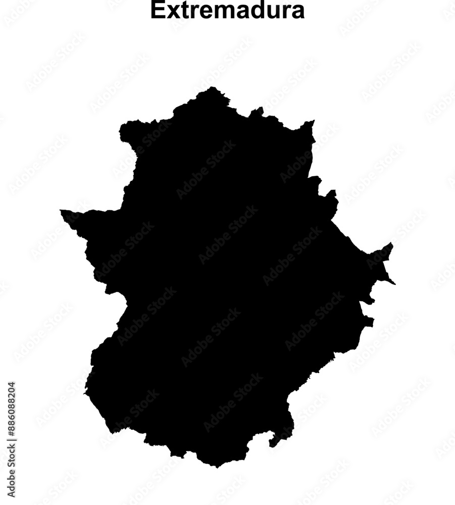 Extremadura blank outline map Extremadura blank outline map
