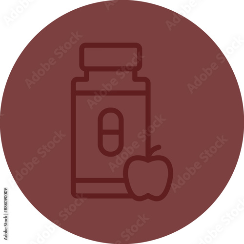 Vitamins Vector Line Maroon Circle Maroon