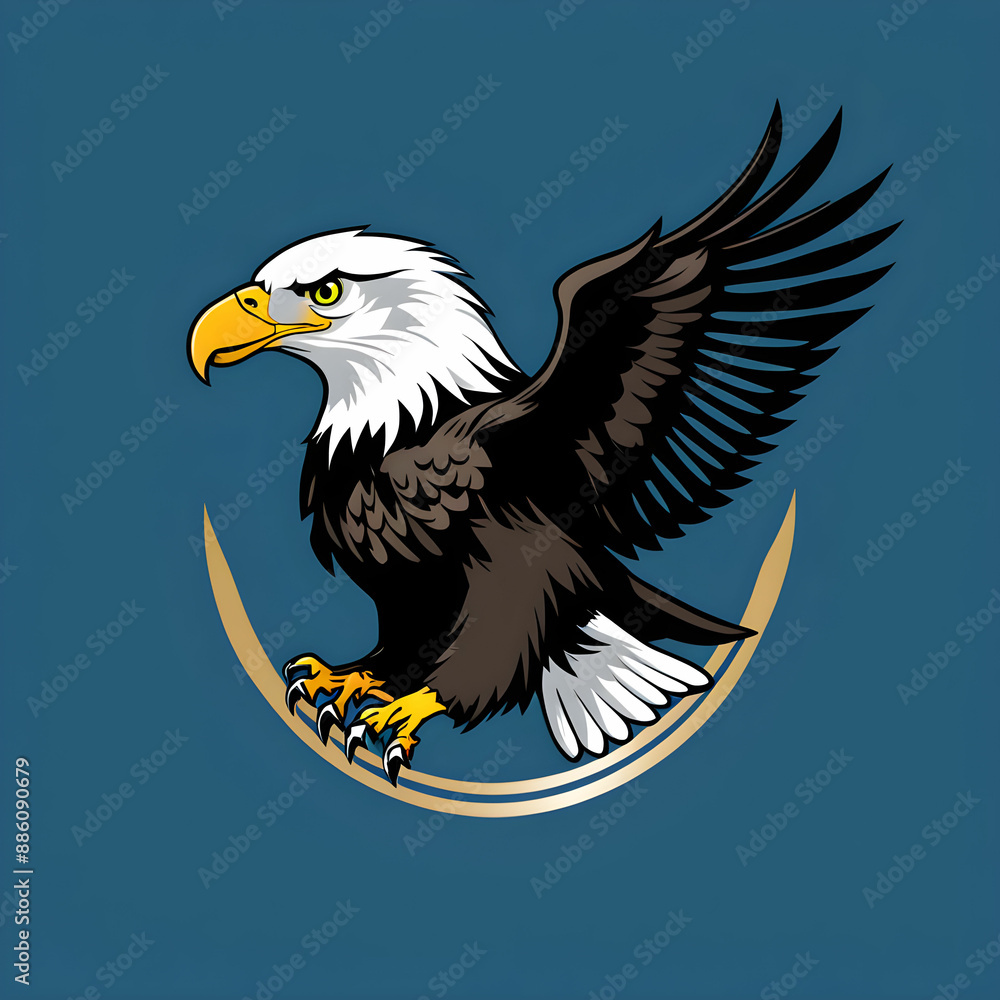 Obraz premium Eagle mascot head cartoon style color minimalist