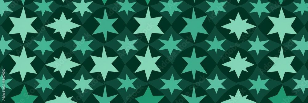 A green banner with a pattern of teal stars on a dark green background A green banner with a pattern of teal stars on a dark green background