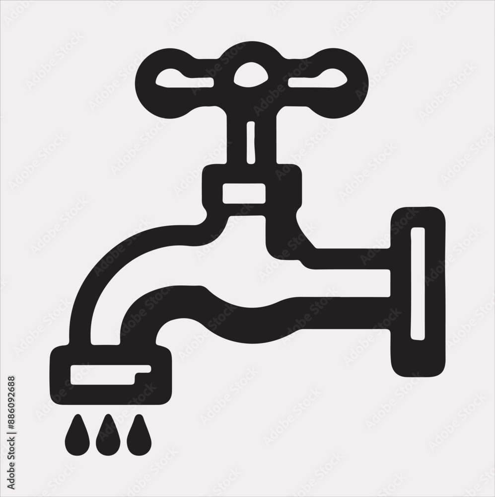 faucet line Art illustration silhouette vector on a white background faucet line Art illustration silhouette vector on a white background