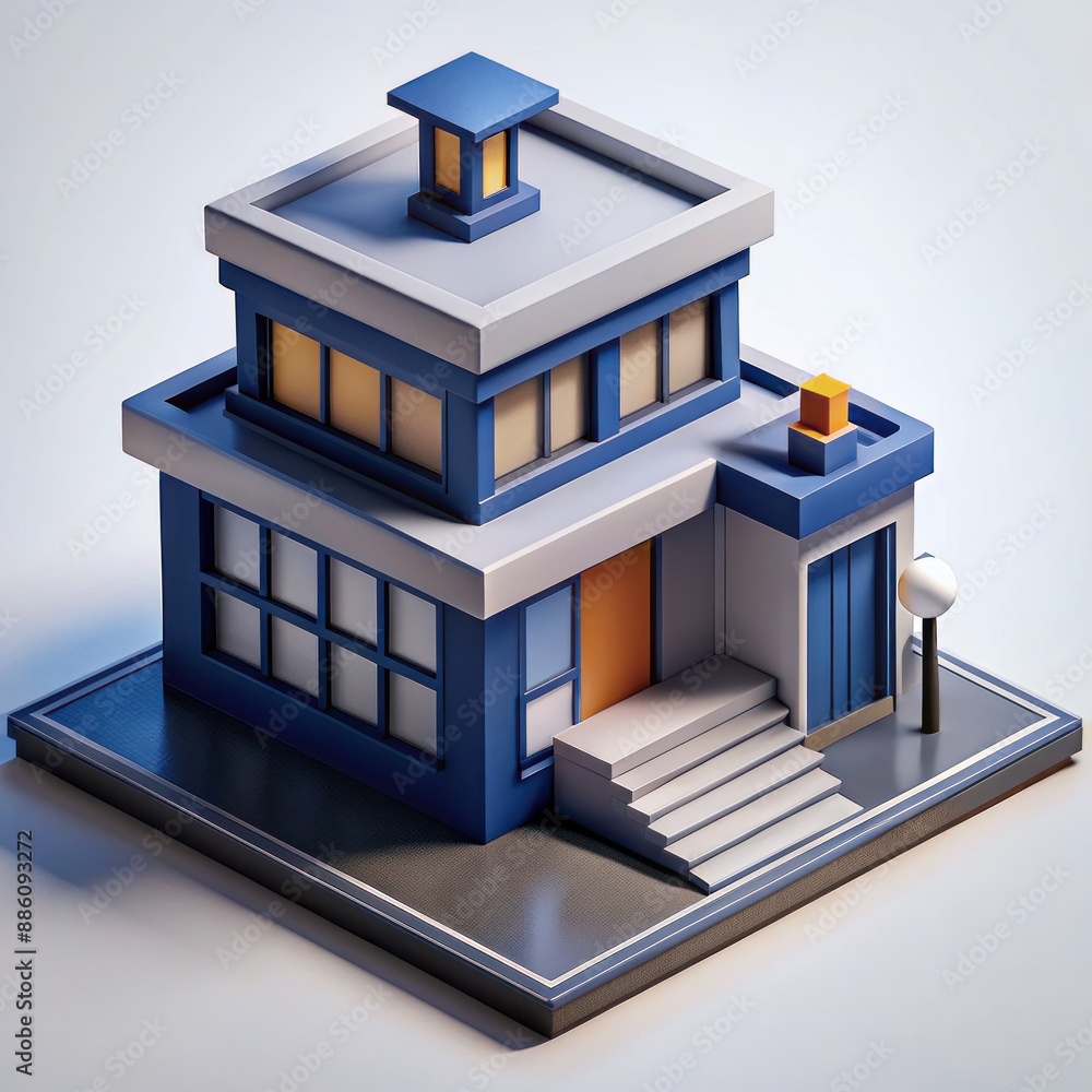 3D Render of an Isometric Police Station, on isolated white background, Generative AI 3D Render of an Isometric Police Station, on isolated white background, Generative AI
