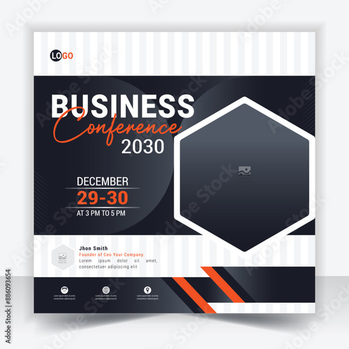 business conference social media post template design