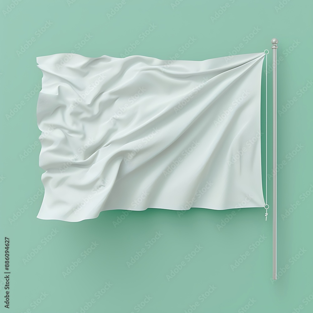 isolated white flag in pole isolated white flag in pole