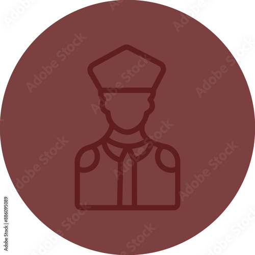 Police Vector Line Maroon Circle Maroon