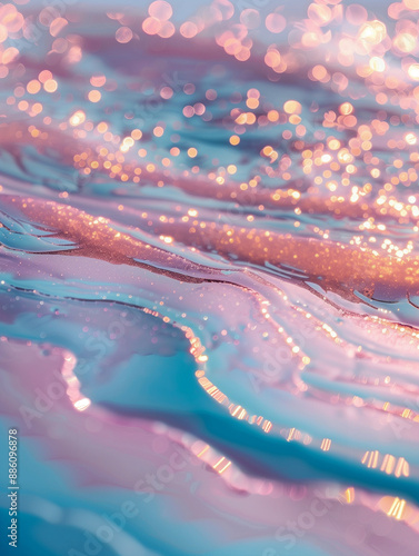 Sparkling water with marble - like pastel reflections photo