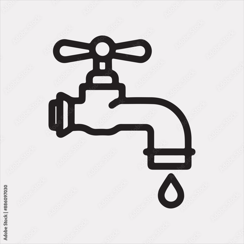 faucet line Art illustration silhouette vector on a white background faucet line Art illustration silhouette vector on a white background