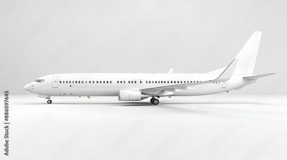 White commercial airplane in dynamic ascent isolated on white, travel concept. 3D Rendering Stock Illustration