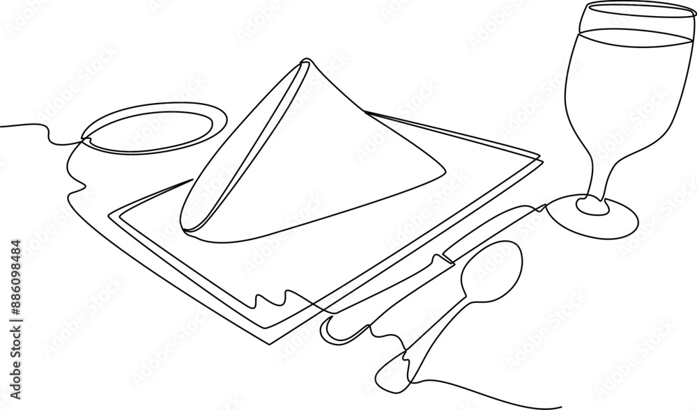 Restaurant and cooking utensils one line art illustration Restaurant and cooking utensils one line art illustration