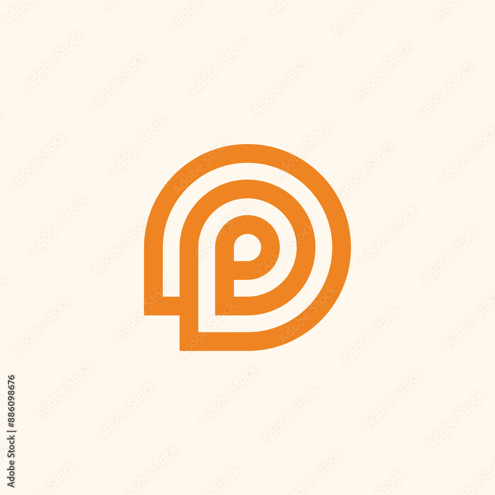 Monoline Initial Letter P round Logo design Monoline Initial Letter P round Logo design