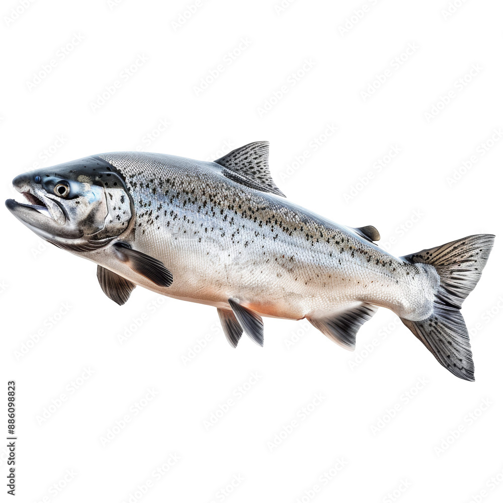 Naklejka premium Atlantic Salmon Isolated on Transparent or White Background, PNG