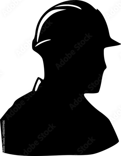 Silhouette worker construction  wear  safety helmet