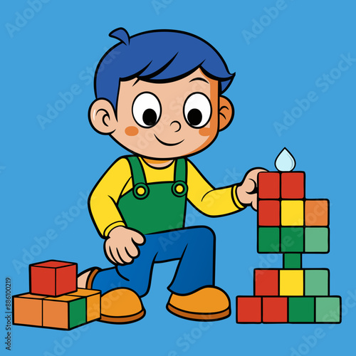 cute kid play in blocks © VarotChondra