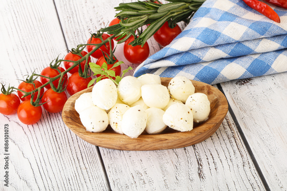 Mozzarella cheese balls in the bowl Mozzarella cheese balls in the bowl