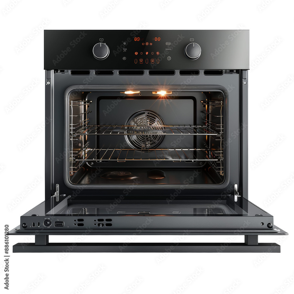 Black Electric Oven - Front View Isolated on Transparent or White Background, PNG Black Electric Oven - Front View Isolated on Transparent or White Background, PNG