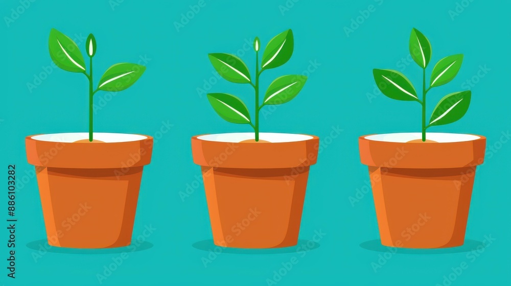 Office plant seeds growing symbolizing business success. Office plant seeds growing symbolizing business success.