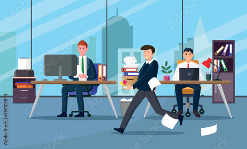Business people working in office. Teamwork concept. Paperwork. Vector illustration.