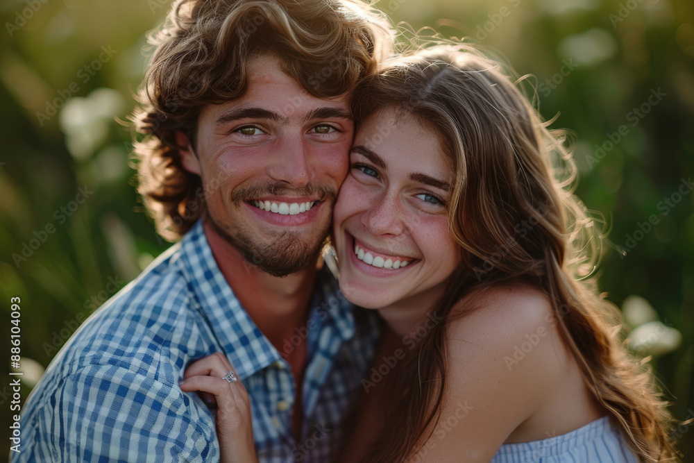 Young couple embracing and taking a photo Young couple embracing and taking a photo