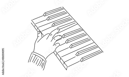 line art of hand playing piano illustration