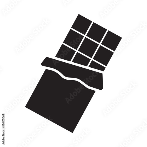 Chocolate bar with squares in wrapper flat vector icon, chocolate icon on white background.