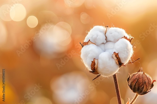 Close-up of a cotton plant boll