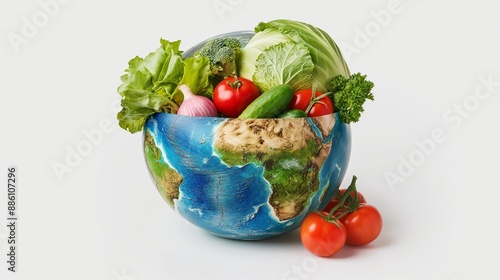 Fototapeta Naklejka Na Ścianę i Meble -  Globe Filled With Fresh Vegetables