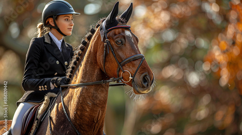 Close-up of a rider leading a horse through the piaffe in dressage, highlighting the complex communication and training involved. © Alex Alex