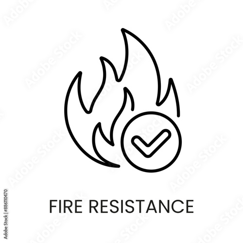 Fire resistance line vector icon with editable stroke