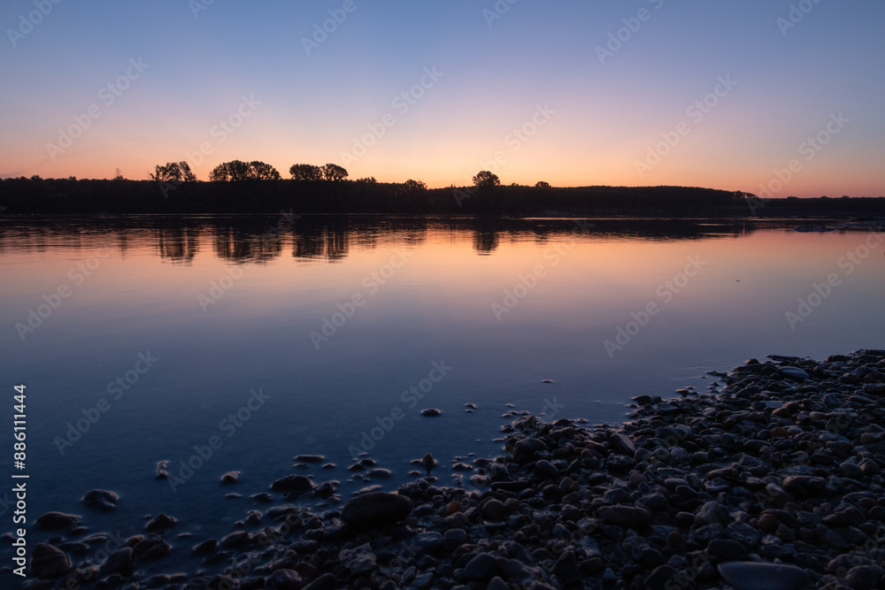 Po river landscape view panorama dawn feeling water