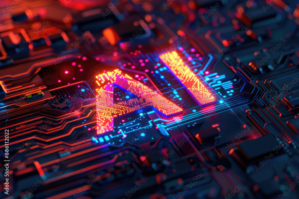 Artificial intelligence chip, cyber style Artificial intelligence chip, cyber style