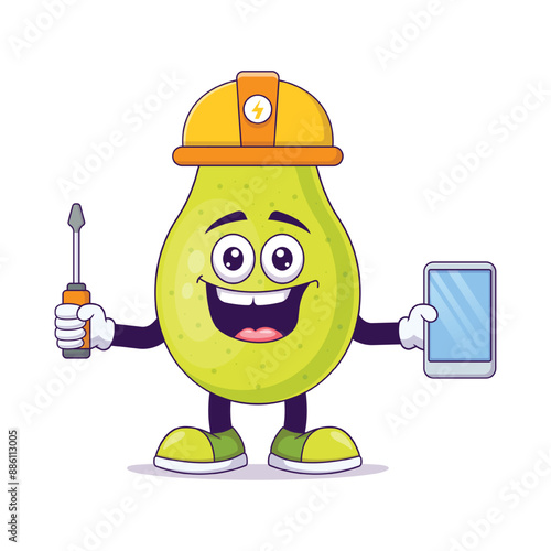 Cute electrician pear cartoon vector illustration