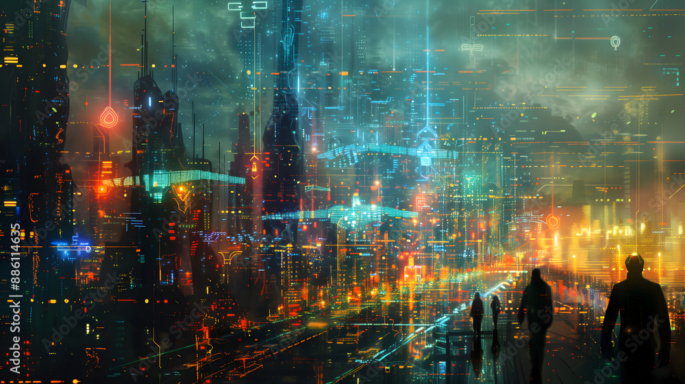 Fototapeta premium Advanced Cyber Cityscape