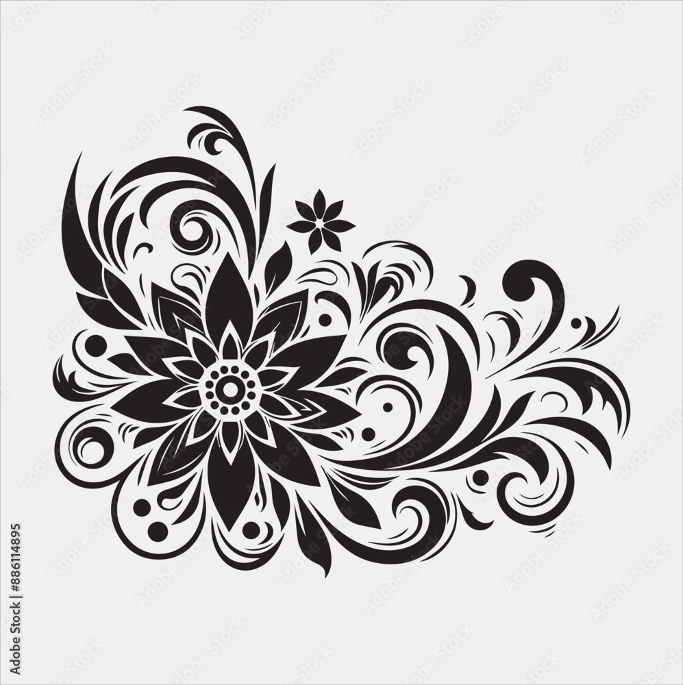 floral Art silhouette vector on a white background floral Art silhouette vector on a white background